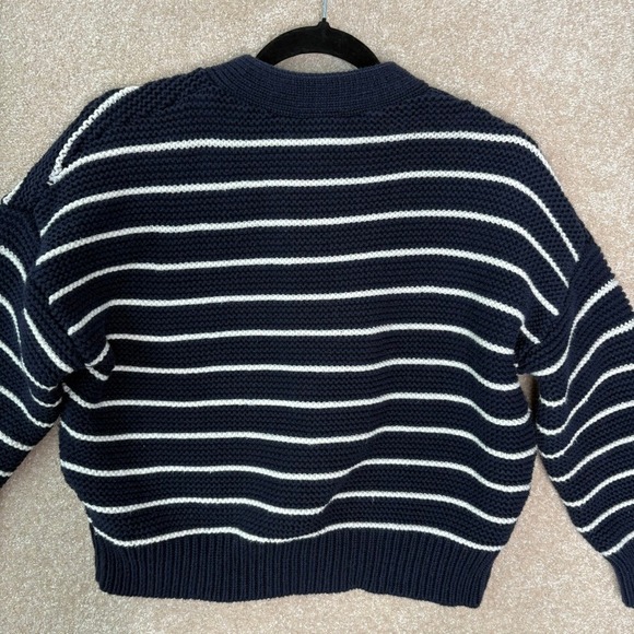 ALEX MILL Nico Chunky Stripe Cardigan Sweater Women's Large Cropped Oversized - Picture 8 of 10